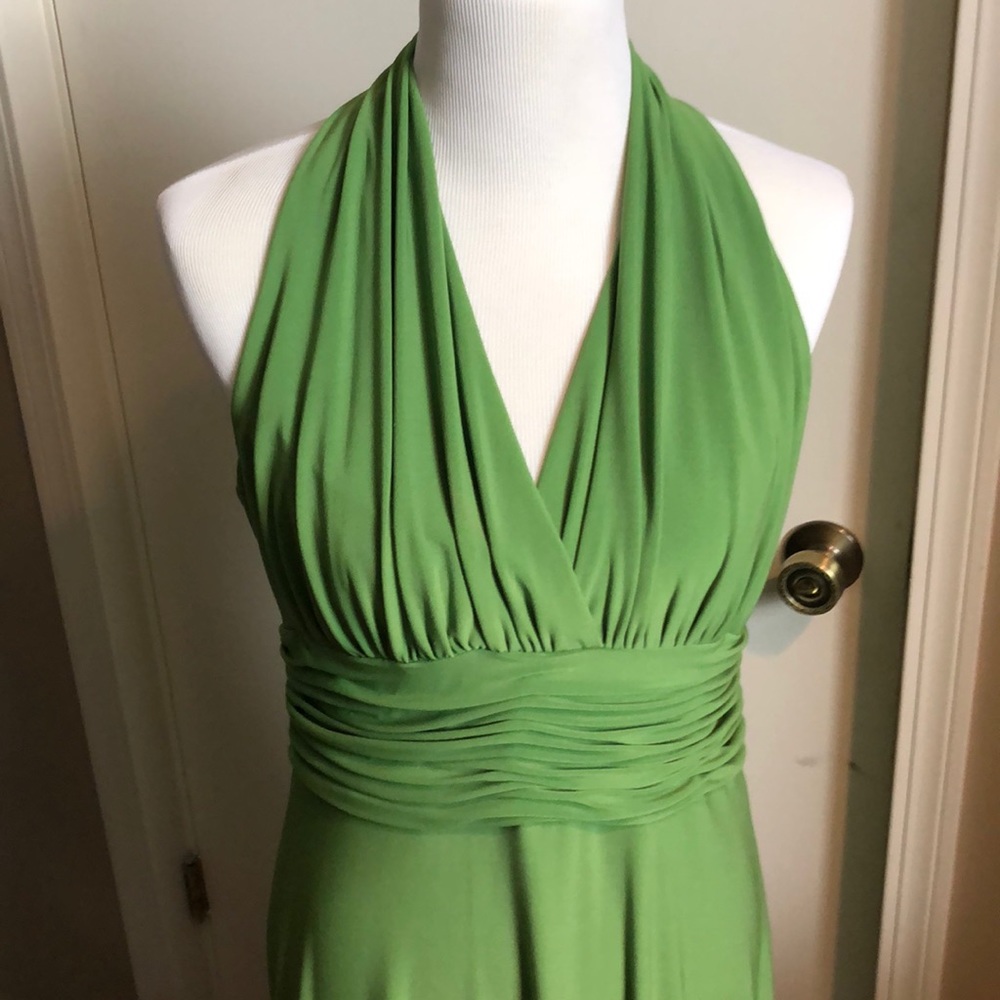 Evan Picone green halter dress